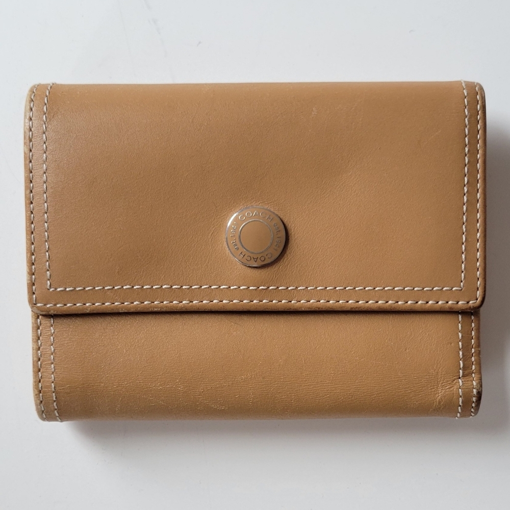 Tan Tri-fold Coach Wallet